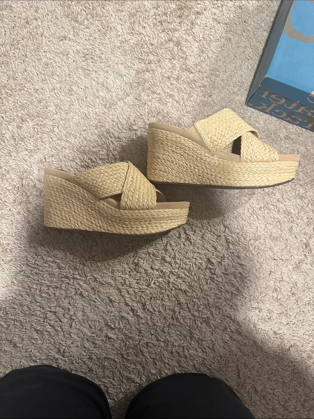 OTBT Crisscross Woven Espadrille Wedge Sandals - Tan